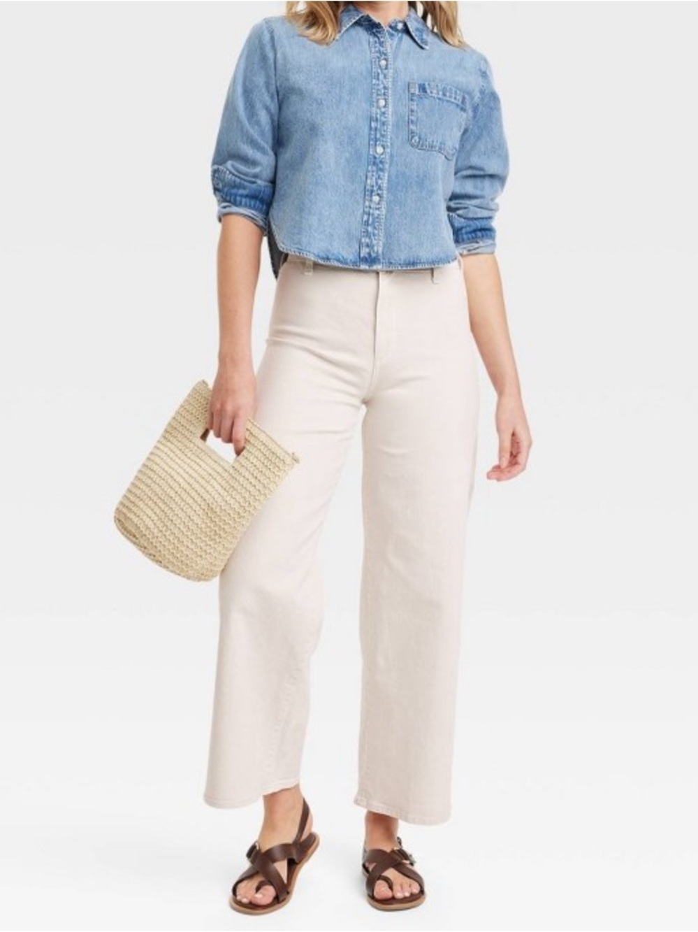 {Universal Thread} "Sailor Wide Leg" Cream Off White Relaxed Loose Denim Jeans